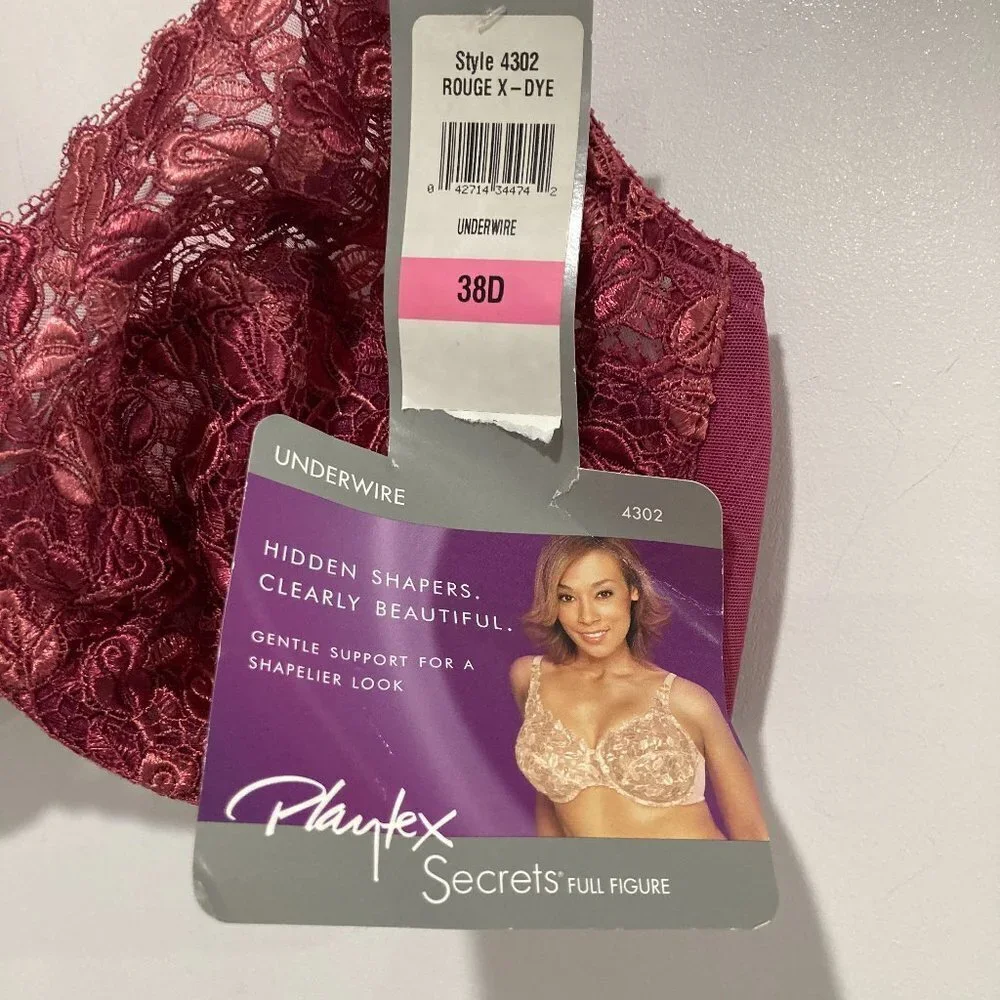 New with tags Playtex Secrets hidden shapers underwire Bra Size 38D - Picture 3 of 3